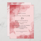 モダンソフトウォーターグラデーションカラーレッド結婚 招待状 (正面/裏面)