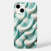 モダンソフトティールホワイト幾何学ウェーブスマホケース Case-Mate iPhoneケース (裏面)