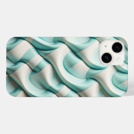 モダンソフトティールホワイト幾何学ウェーブスマホケース Case-Mate iPhoneケース (裏面 (横))
