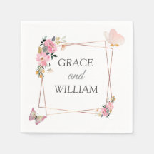 モダンソフトピンクフローラ&バタフライ結婚サマー