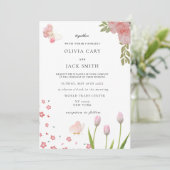 モダンソフトピンクフローラ&バタフライ結婚サマー 招待状 (スタンド正面)