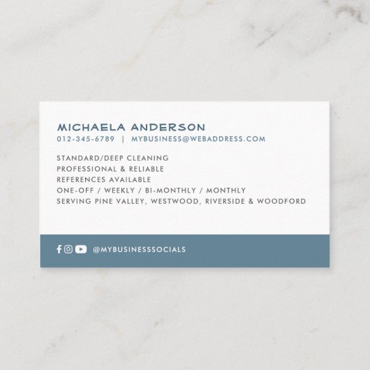 モダンソーシャルメディアのミニマル清掃 名刺 (裏面)