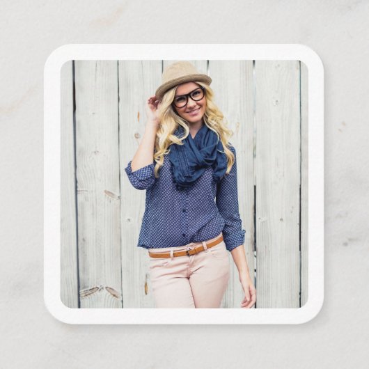 モダンソーシャルメディ後を追アPinterest Me写真 スクエア名刺 (裏面)