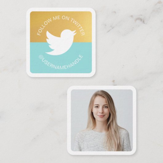 モダンソーシャルメディ後を追アTwitter Me写真 スクエア名刺 (正面/裏面)