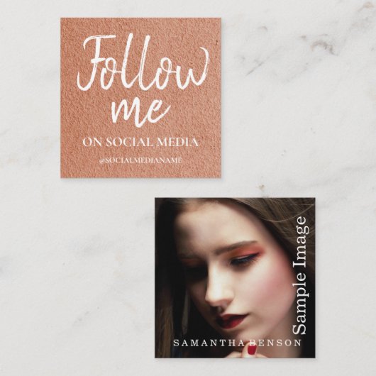 モダンソーシャルメミニマルディア写真 スクエア名刺 (正面/裏面)