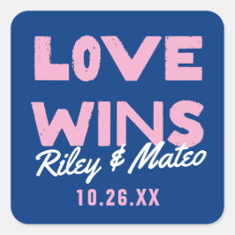 モダンタイプはっきりしたのBlue Love WINS結婚's スクエアシール