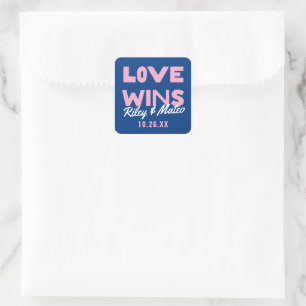 モダンタイプはっきりしたのBlue Love WINS結婚's スクエアシール