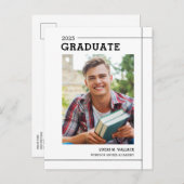 モダンタイプライターミニマル写真卒業パーティー インビテーションポストカード (正面/裏面)