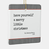 モダンタイプライターメリーリトルクリスマスプレイド セラミックオーナメント (右)