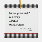 モダンタイプライターメリーリトルクリスマスプレイド セラミックオーナメント (正面)