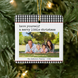 モダンタイプライターメリーリトルクリスマス写真 セラミックオーナメント