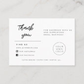 モダンタイポグラフィありがとうございましたパッケージ挿入カード 名刺 (裏面)