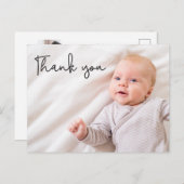 モダンタイポグラフィありがとうカスタムベビー写真 案内ポストカード (正面/裏面)