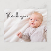 モダンタイポグラフィありがとうカスタムベビー写真 案内ポストカード (正面)