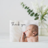 モダンタイポグラフィありがとうカスタムベビー写真 案内ポストカード (スタンド正面)
