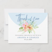 モダンタイポグラフィありがとうカラフル花 サンキューカード (正面)