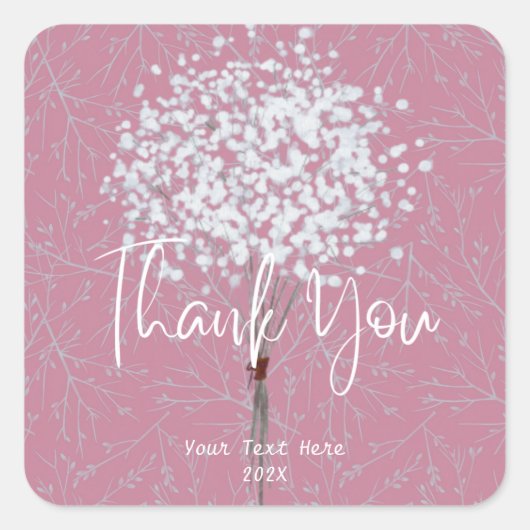 モダンタイポグラフィありがとう2021年正方形シール スクエアシール (正面)