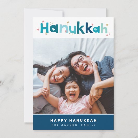 モダンタイポグラフィおもしろいカラフル撮影ポートレート シーズンカード (正面)