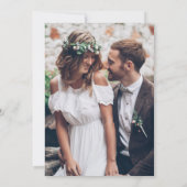 モダンタイポグラフィが結婚した写真結婚の 招待状 (裏面)