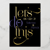 モダンタイポグラフィで日付を保存する 箔招待状 (正面)