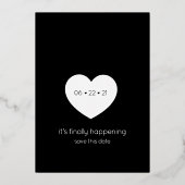 モダンタイポグラフィで日付を保存する 箔招待状 (裏面)