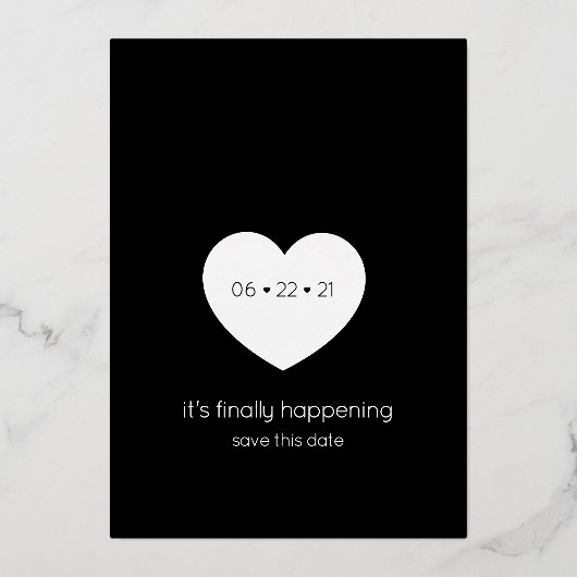 モダンタイポグラフィで日付を保存する 箔招待状 (裏面)