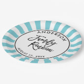 モダンタイポグラフィとストライプ懇親会 ペーパープレート (アングル)