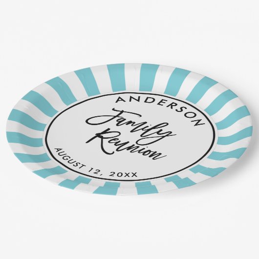 モダンタイポグラフィとストライプ懇親会 ペーパープレート (アングル)