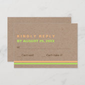 モダンタイポグラフィとストライプ素朴な結婚式RSVP 出欠カード (正面/裏面)