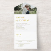 モダンタイポグラフィと手書き写結婚真 オールインワン招待状 (内側)