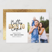 モダンタイポグラフィのおしゃれな金ゴールド シーズンカード (正面/裏面)