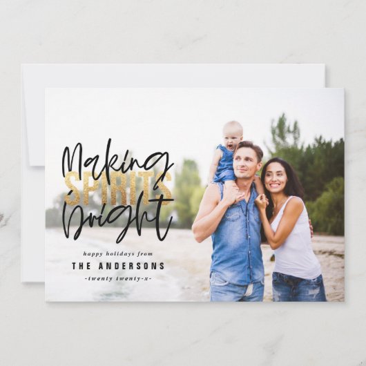 モダンタイポグラフィのおしゃれな金ゴールド シーズンカード (正面)