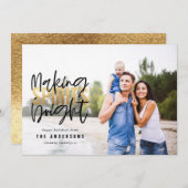 モダンタイポグラフィのおしゃれな金ゴールド シーズンカード (正面/裏面)