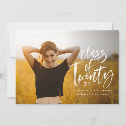 モダンタイポグラフィの卒業発表 案内状 (正面)