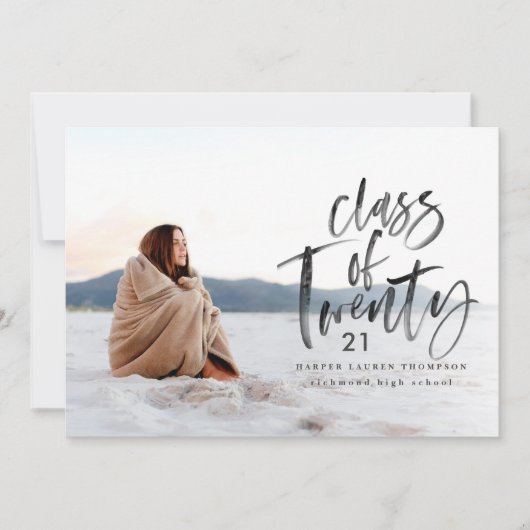 モダンタイポグラフィの卒業発表 案内状 (正面)