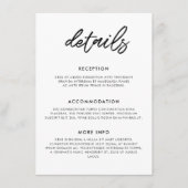 モダンタイポグラフィの結婚ゲスト情報カード エンクロージャーカード (正面)