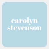 モダンタイポグラフィの青パーソナライズされた名 スクエアシール (正面)