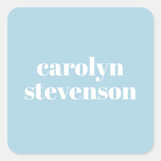 モダンタイポグラフィの青パーソナライズされた名 スクエアシール (正面)