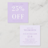 モダンタイポグラフィはっきりした薄紫ラベンダービジネス 割引カード (正面/裏面)