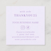 モダンタイポグラフィはっきりした薄紫ラベンダービジネス 割引カード (裏面)