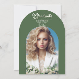 モダンタイポグラフィはっきりした院生オリーブグリーンアーチ 招待状