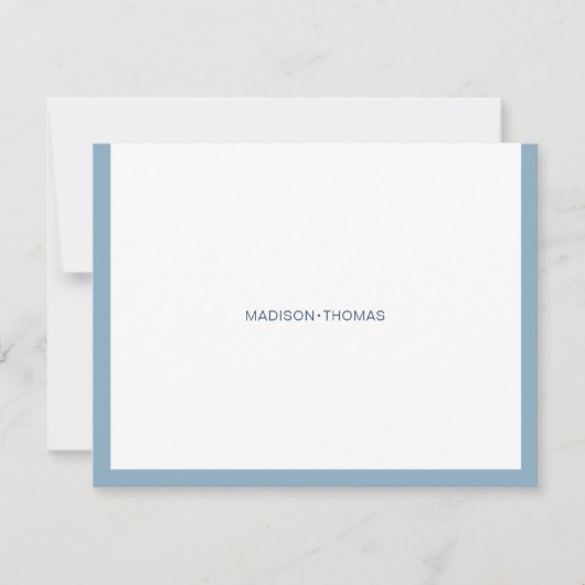 モダンタイポグラフィほこりっぽい青縁ど文具 ノートカード (正面)