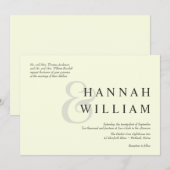 モダンタイポグラフィアイボリー結婚式招待状 招待状 (正面/裏面)