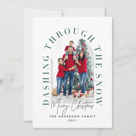 モダンタイポグラフィアーチ1写真クリスマス シーズンカード (正面)