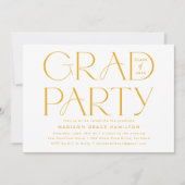 モダンタイポグラフィイエロー卒業党 招待状 (正面)