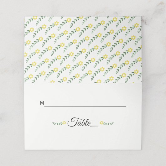 モダンタイポグラフィイエロー結婚の折り畳みエスコート プレイスカード (外部開封)