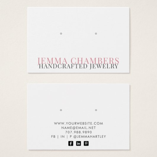 モダンタイポグラフィイヤリングジュエリー表示カード (正面&裏面)