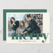 モダンタイポグラフィイン緑メリーカスタム写真 シーズンカード (正面/裏面)