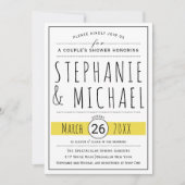 モダンタイポグラフィイ結婚ローのカップルのシャワー 招待状 (正面)