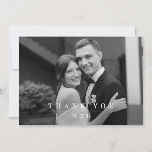 モダンタイポグラフィエレガシンプルントウェディングフォト サンキューカード (正面)